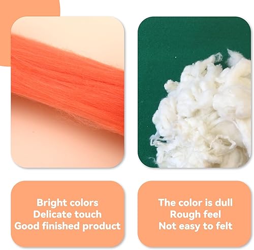 Miniatura 6 de Mayboos Wool Roving - Suministros de fieltro de lana natural de colores de 1.76 onzas, lana pura gruesa con bolsa de almacenamiento, lana para