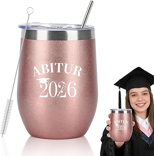 Abitur Geschenke 2026 Mädchen - Thermobecher Roségold - Abi Geschenk & Schulabsc
