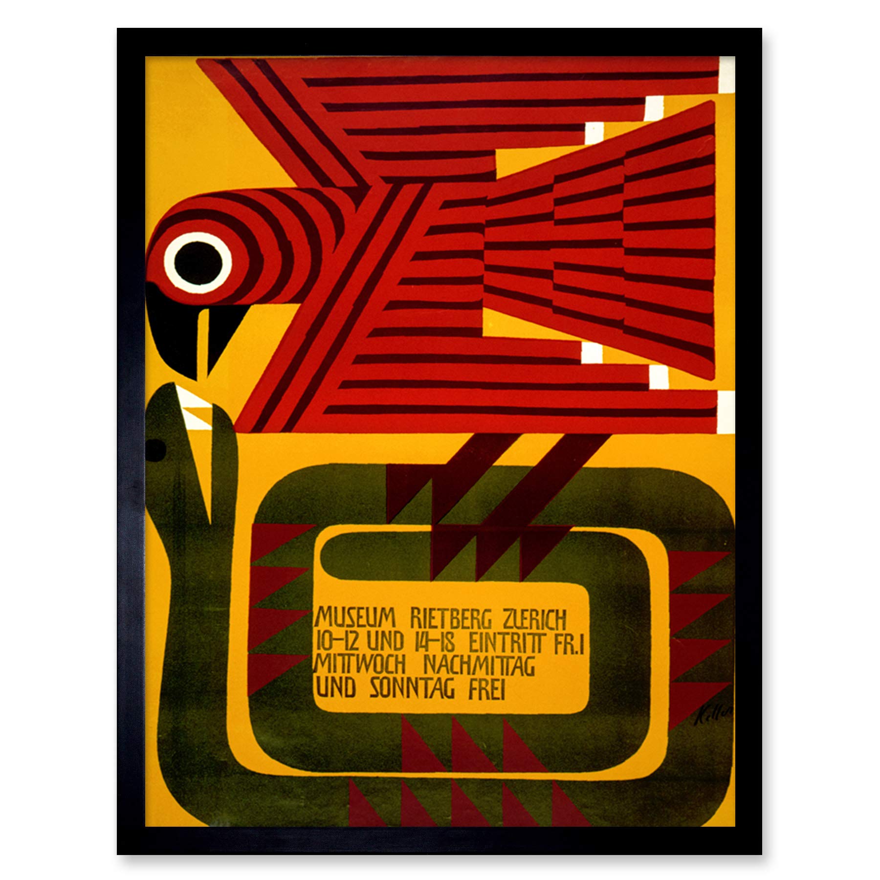 Wee Blue Coo Exhibition Rietberg Museum Zurich Bird Snake Art Print Framed Poster Wall Decor 12x16 inch