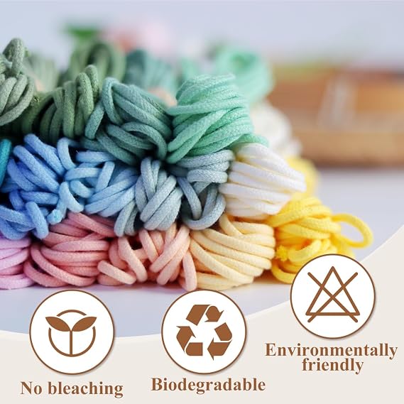 Macrame Cord 3mm,6 Rolls of Colored Macrame Rope, Soft Natural Braided Cotton Cord, Macrame Yarn Cotton Rope String for DIY Wall Hanging Crafts Knitting (#7)