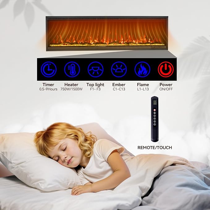 Chimenea Eléctrica 40" Kukoofyer empotrable o montaje en pared miniatura 6
