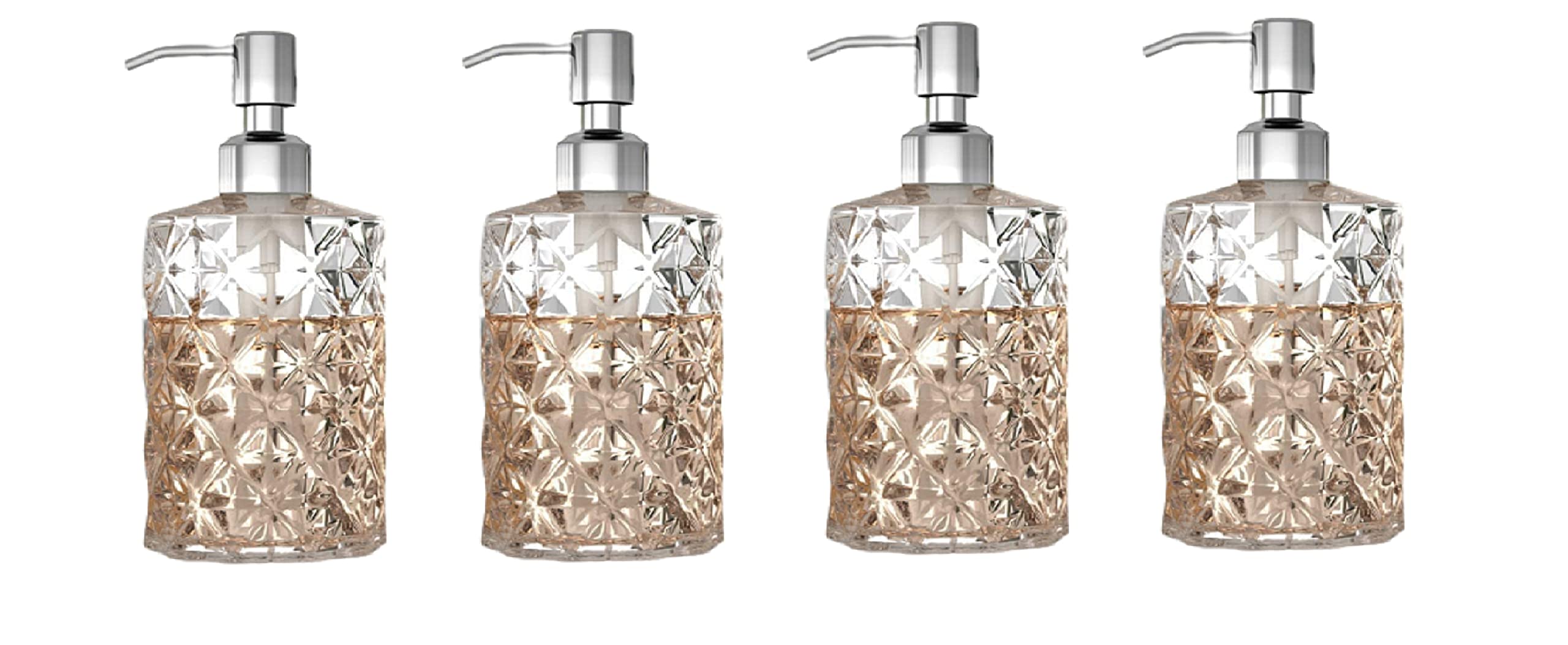 Luxansa Pack of 4 Clear Glass Liquid Soap Dispenser Set for Bathroom, Wash Basin Hand wash Accessories Bottle, Handwash Dispenser with Press Pump Bottle, Sanitizer Dispenser for Kitchen (B09MB3KYJ3) Amazon Price History, Amazon Price Tracker