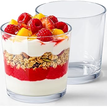 KONZEPT Dessert Glasses Set of 12 - Large Dessert Glasses 245 ml Glass - Classic Design Dishwasher Safe Durable and Elegant - Ideal for Desserts Ice Cream Pudding & Mousse - European Quality