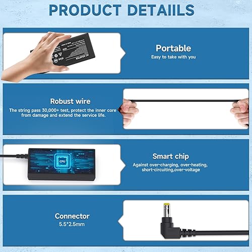 Miniatura 6 de Cargador compatible con Harman Kardon Onyx Studio 7 6 5 4 3 2 1 altavoz inalámbrico Bluetooth, adaptador de 19 V CA/CC para HKOS7BLKAM HKOS6BLKAM