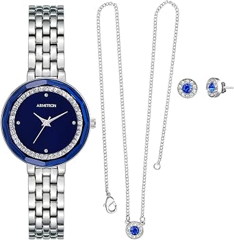 Armitron Womens Genuine Crystal Accented Bracelet Watch and Jewelry Set, 75-5796