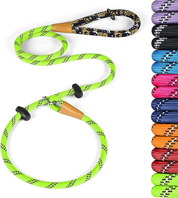 lynxking Slip Lead Dog Leash Reflective, 6 FT x 1/2" Heavy Duty Comfortable Strong Rope Leash for Large, Medium Dogs, No Pull Pet Training Leash (Ligh