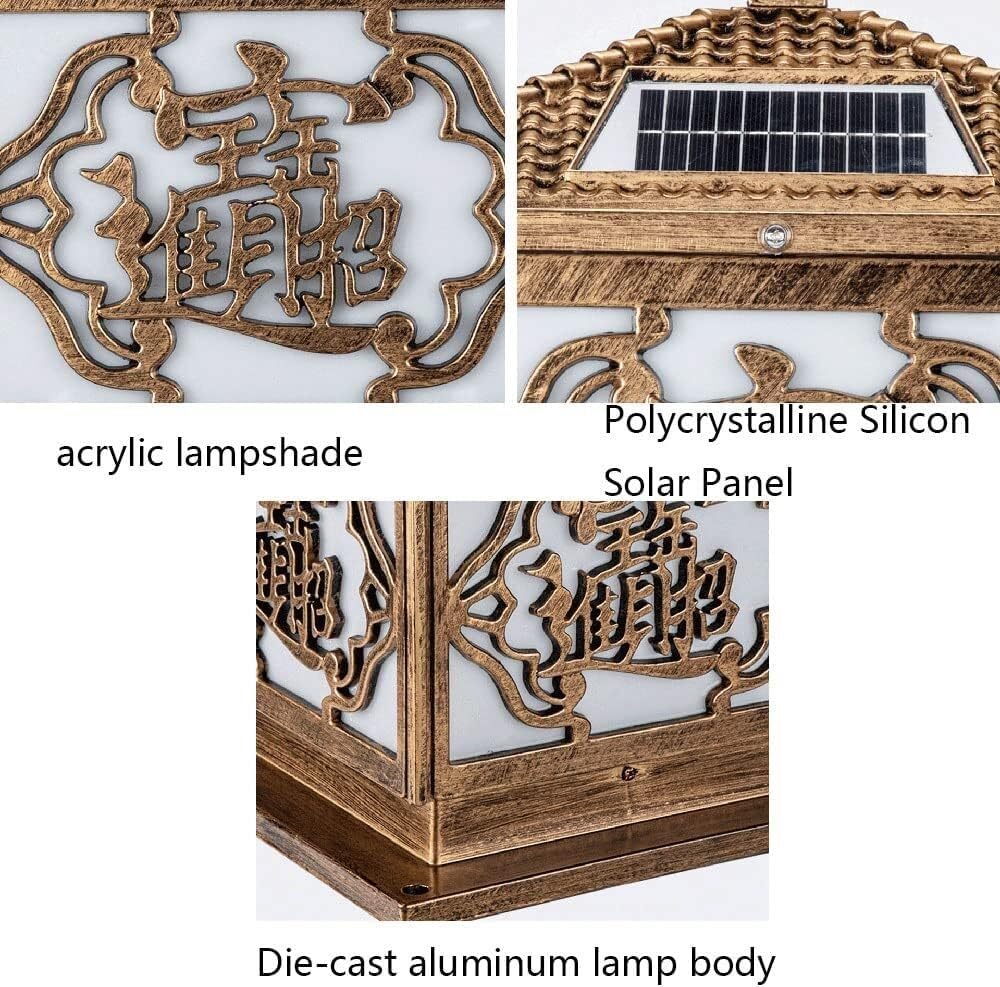 Oprawa świetlna Solar Pillar Wodoodporna lampa słupowa Krajobraz Willa Oświetlenie Ogrodowe Parkowe Do Ogrodzenia Bramy Przedniej(Nero,40cm)