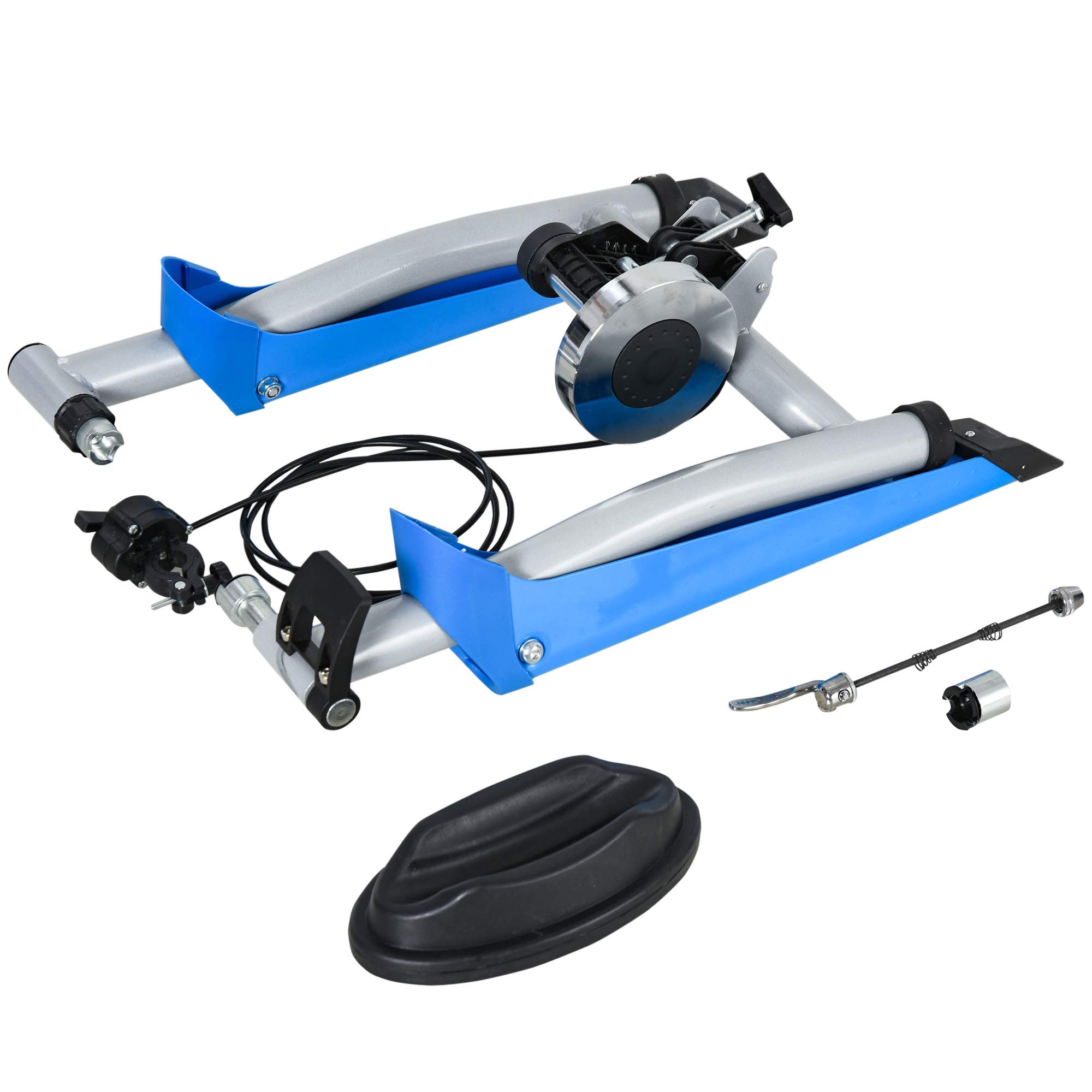 HOMCOM Rollentrainer Fahrradtrainer Heimtrainer mit 8-Stufen-Widerstand Magnetbremse für 650C, 700C/26-29" Metall Blau 77 x 56 x 47,5 cm
