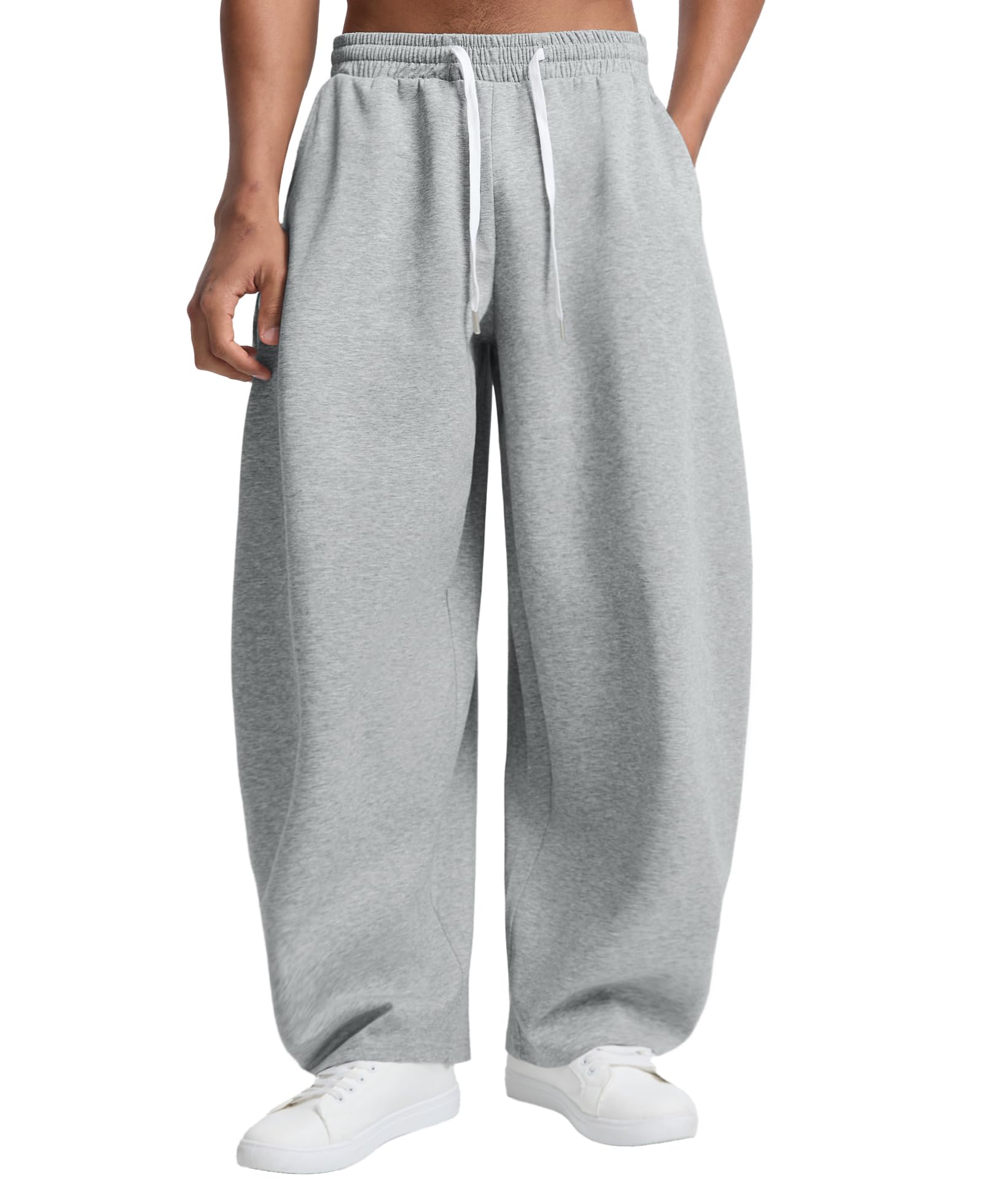 Susclude Mens Baggy Barrel Sweatpants Wide Leg Drawsting Loose Fit Casual Comfy Lounge Lightweight Gym Track Summer Pants