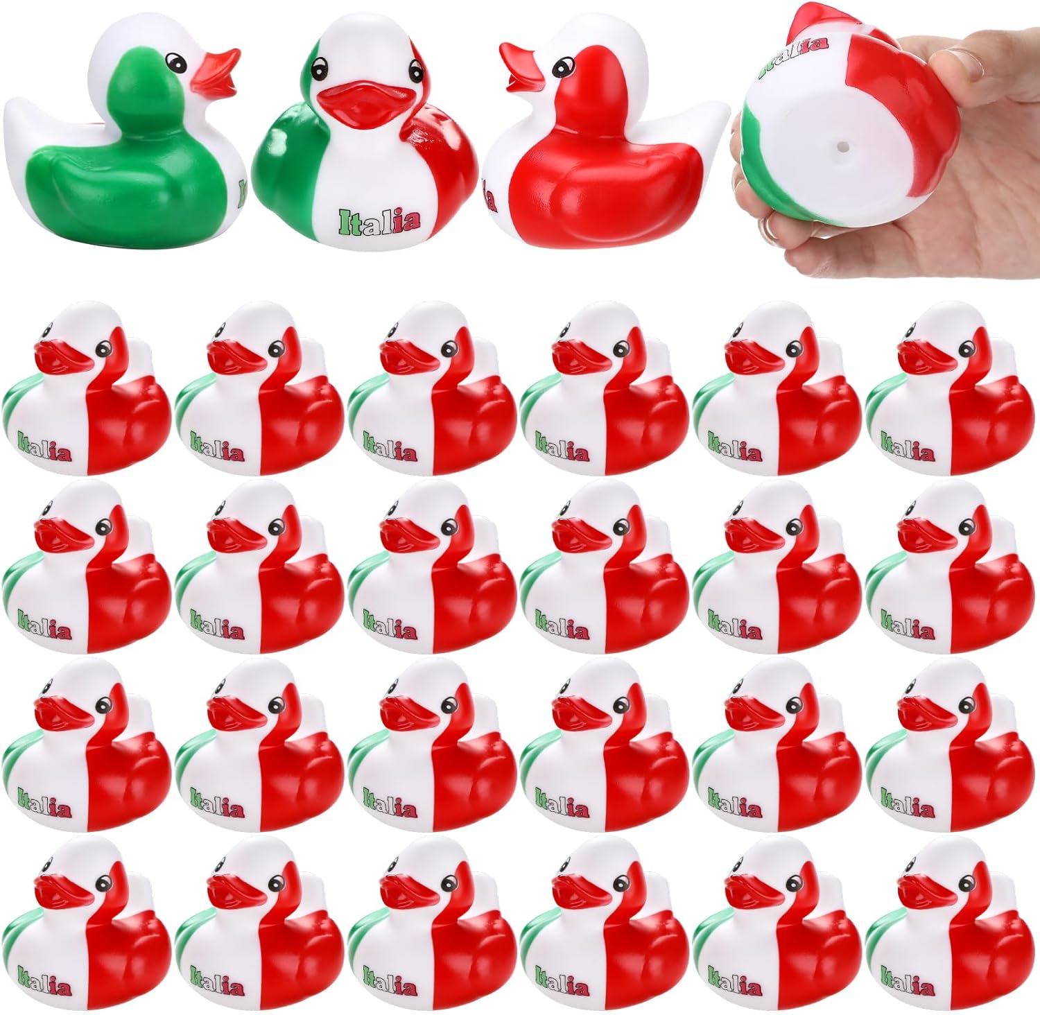 Sotiff 24 Pcs Italy Flag Rubber Duck Bulk Patriotic Italian Flag Rubber Duck Souvenir Gifts for Italy Lovers Travellers Office Desk Ornament Independence Day Party Favors