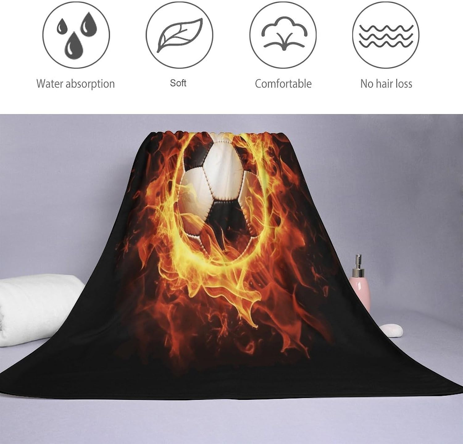 Burning Football Towel Vacation Accessories Essentials Soft Lighterweight，Bath Towel for Adults Women Men，Bath Towels Gift for All Occasions, Machine Washable.