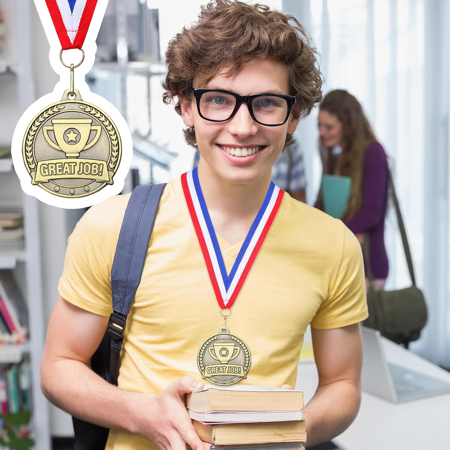 Kenning 20 Pcs 2'' Gold Medals for Awards Bulk Gold Winner Medals with Neck Ribbons Metal Trophy Award Prize Gift for School Graduation Participation Competitions Sports Tournaments