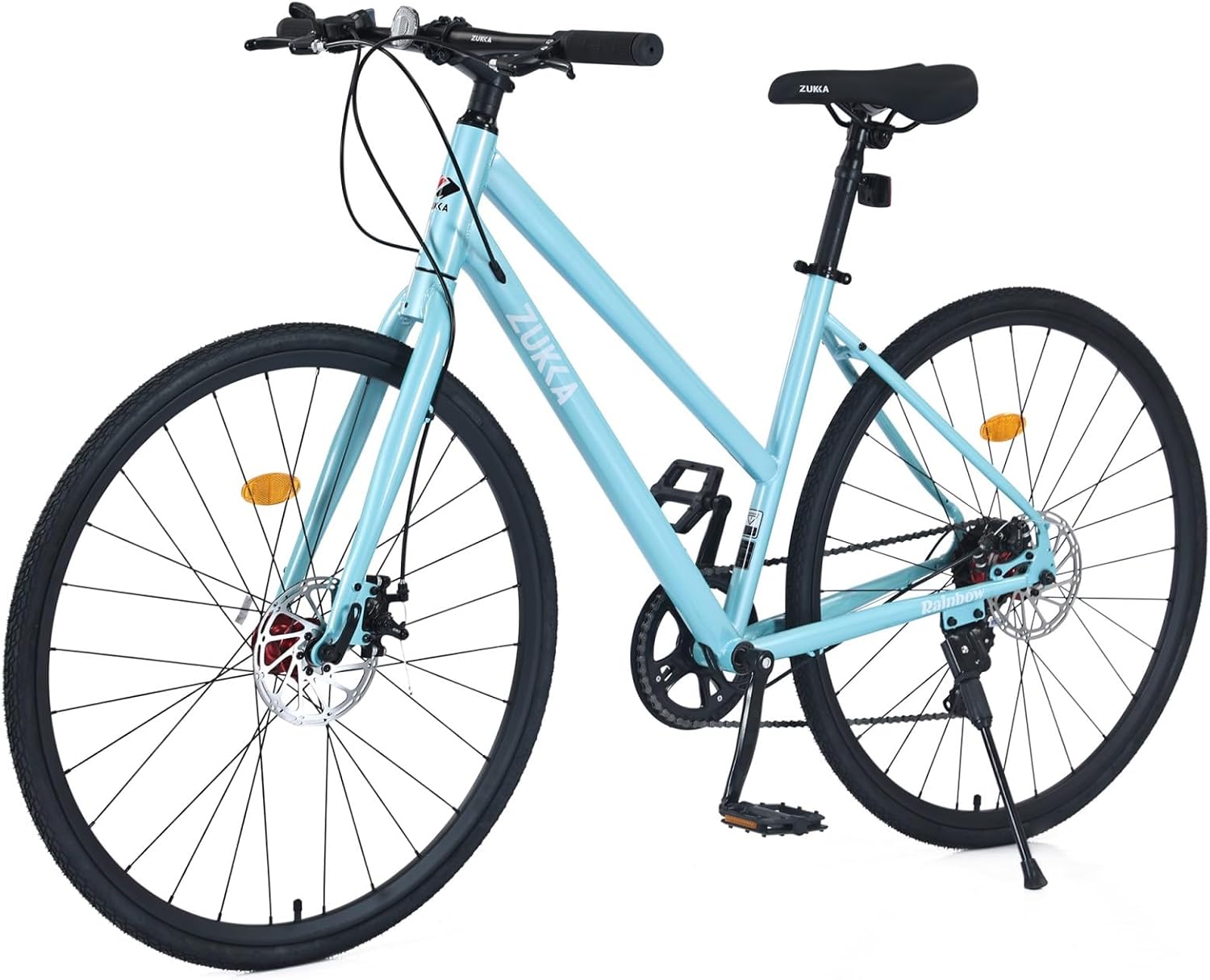 7 Speed Hybrid Road Bike for Men & Women, 700x32C City Commuter Bicycle with Disc Brakes, Steel Frame, Ideal for Outdoor & Fitness Cycling