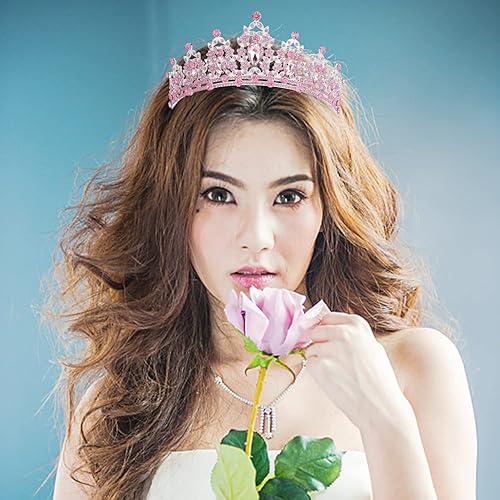 Miniatura 5 de Tiaras para mujer, coronas de tiara de cristal rosa Didder para mujer, tiaras de corona plateada para niñas, corona de princesa, tiaras de boda,