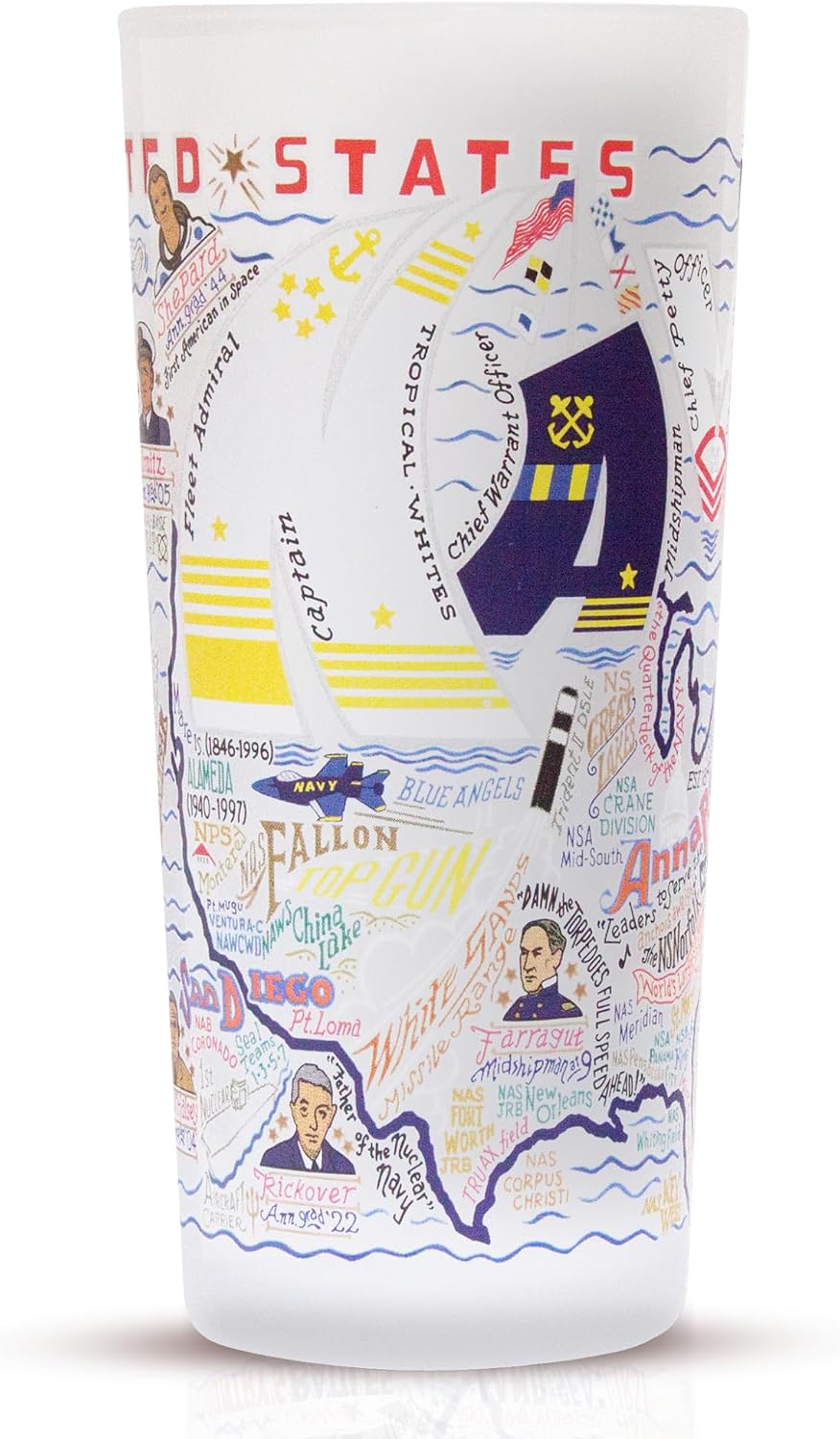 Catstudio Navy Drinking Glass | Military Inspired Artwork Printed on a Frosted Cup