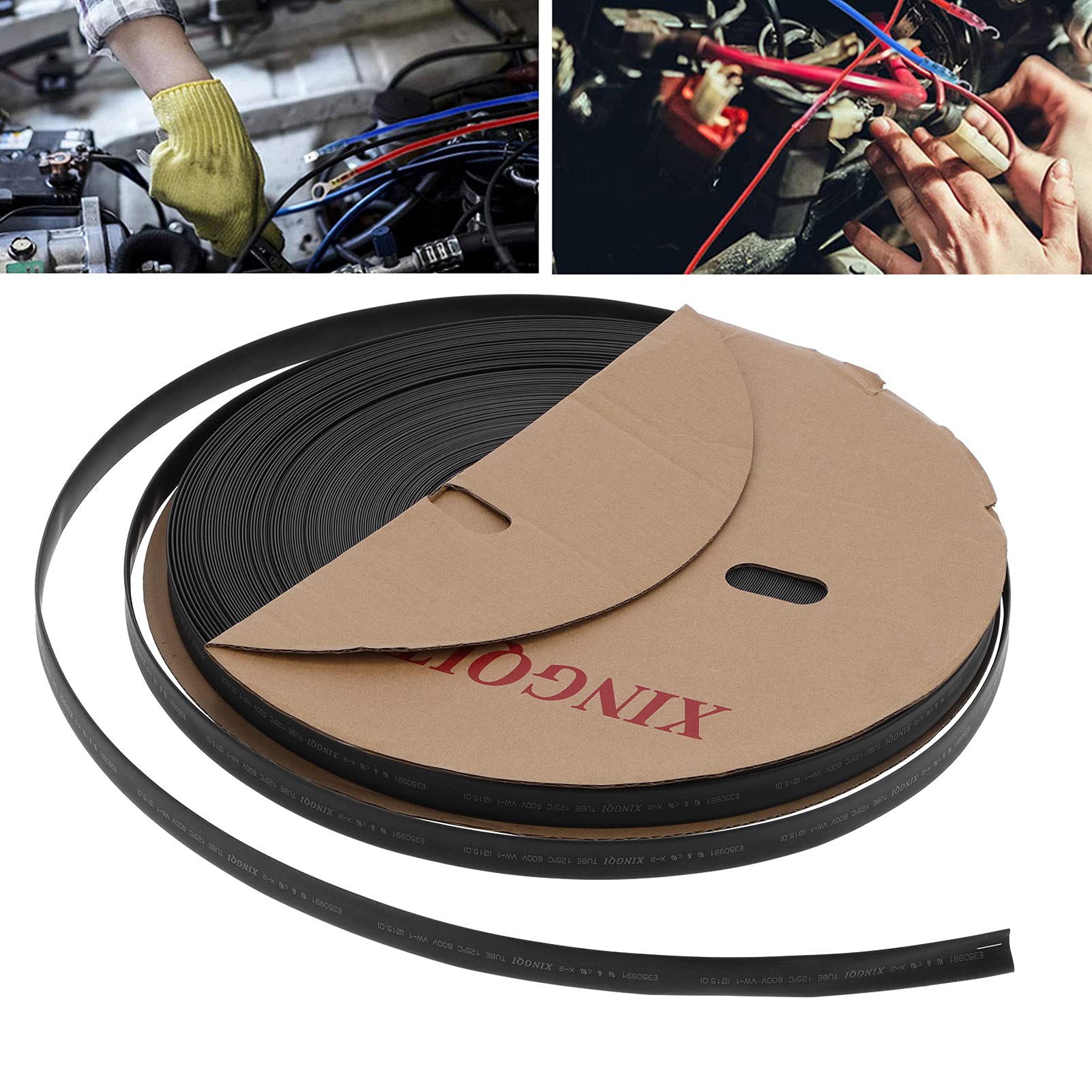 Funda termorretráctil de 15 mm - Tubo de Pared Simple de poliolefina de 100 m para protección de Cables eléctricos Envoltura de Aislamiento Los Cables se Encoge a 7,5 mm
