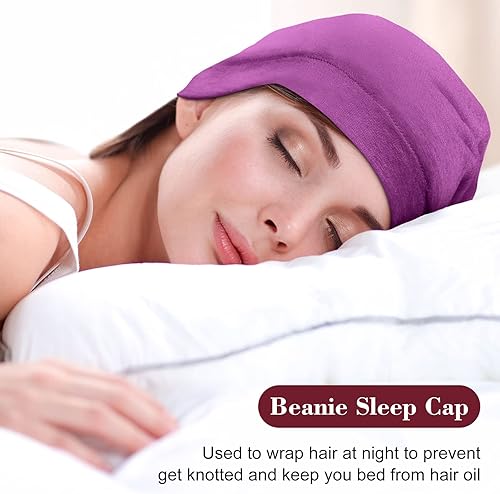 Miniatura 5 de SATINIOR 6 gorros de dormir con forro de satén para dormir con calavera, gorro de noche para cabello rizado, para mujeres y niñas