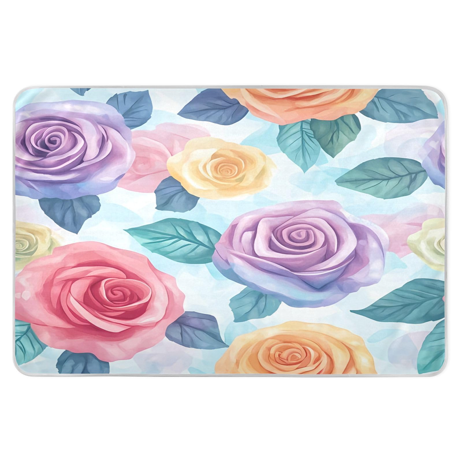 BOESI Watercolor Color Roses Waterproof Pads for Bedwetting and Incontinence, Reusable Pads, Reusable Diaper Pads for Bed, Sofa, Travel