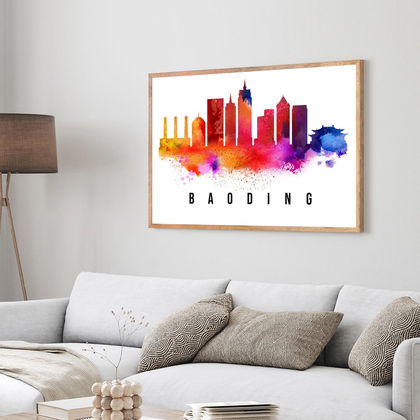 Pera Print China Poster, China-Baoding Poster, China Illustration Skyline City Poster, Modern Skyline Poster, Cityscape and Landmark Print, Home-Office Wall Art Decoration