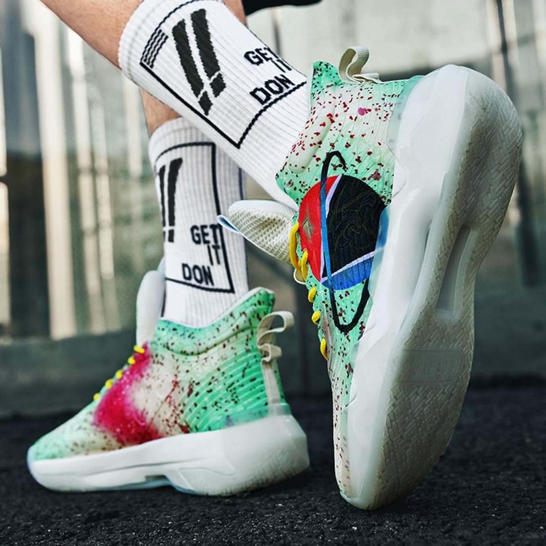 Męskie buty do koszykówki, buty sportowe, amortyzujące wstrząsy, oddychające, do koszykówki, męskie, lekkie buty sportowe, do biegania, antypoślizgowe, sportowe sneakersy, bsk f37, 45 EU