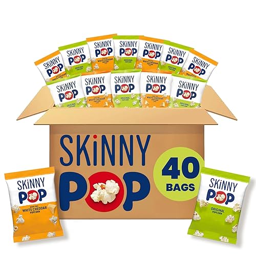 SkinnyPop Variedad de palomitas de maíz (original y blanco), golosinas de Halloween, aperitivos de Halloween para truco o golosina, bolsas