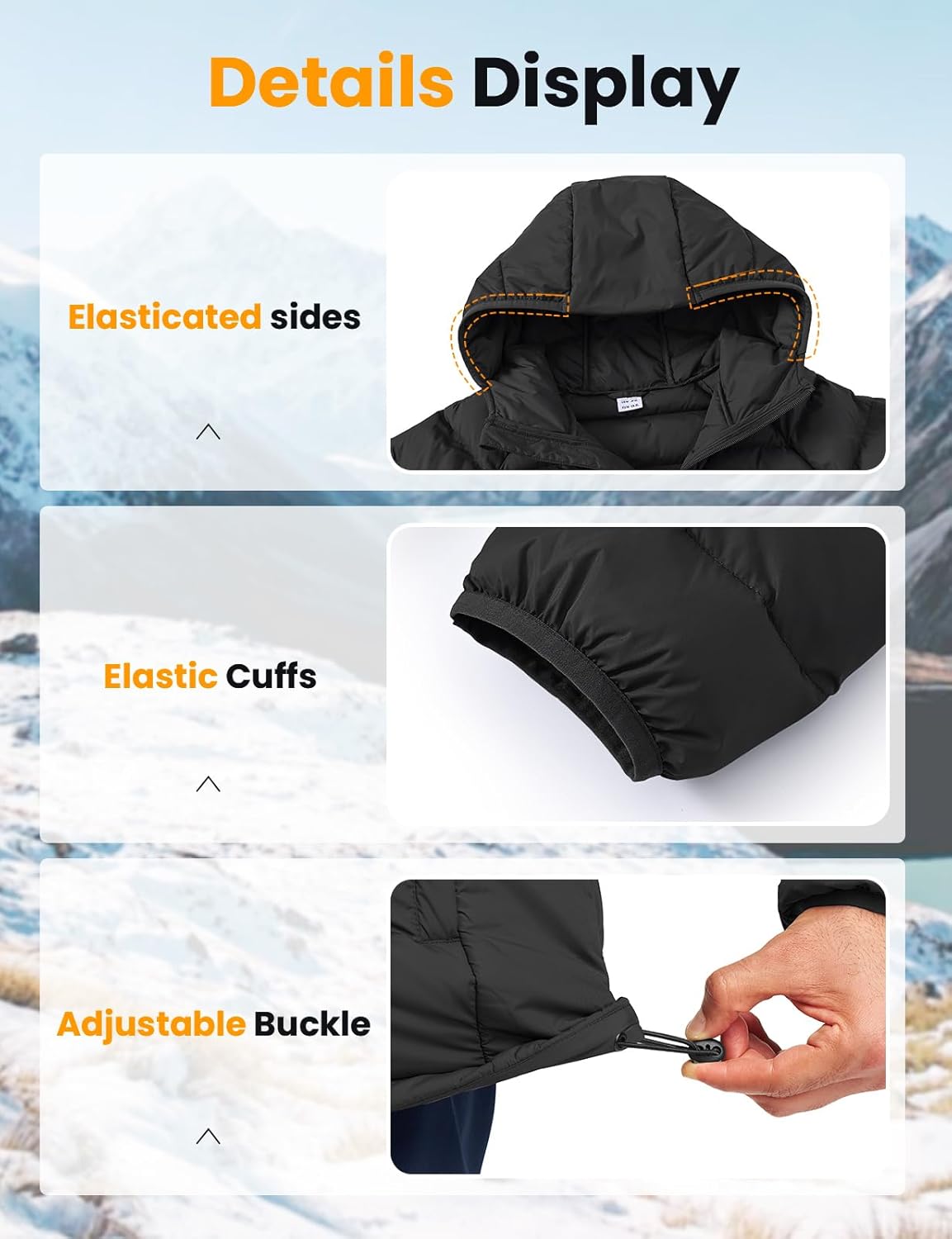 TBMPOY Men's Puffer Jacket Lightweight Hooded Winter Warm Water-Resistant Coat for Ski Casual Travel - Image 7
