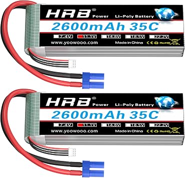HRB 2PCS 3S 2600mAh Lipo Battery 11.1V 35C EC3 RC Lipo Battery Compatible with RC Quadcopter Airplane Helicopter Car Truck Boat