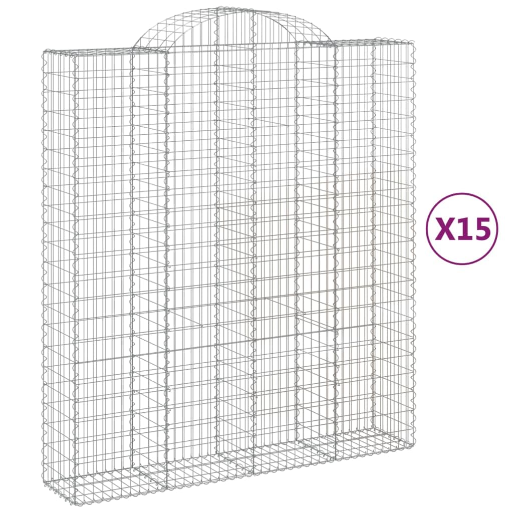 Set di 15 archi alti, 200 x 50 x 220/240 cm, in acciaio zincato, 3,5 mm, protezione dal rumore, design moderno per prati, balconi, cortili, pareti di recinzione