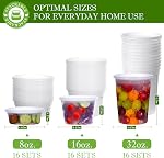 RANLITTLE Deli Conteneurs avec lids 48 Ensembles - Conteneurs de soupe avec lids 8oz, 16oz, 32oz - Conteneurs en plastique transparent avec des lides, étanches, BPA Conteneurs à emporter gratuits et réutilisables pour le restaurant