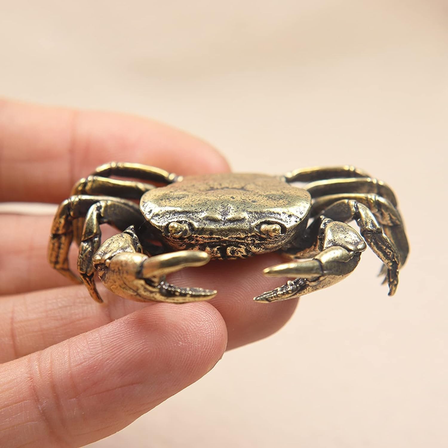 Petite statue crabe en laiton massif ornement fait main cadeau original