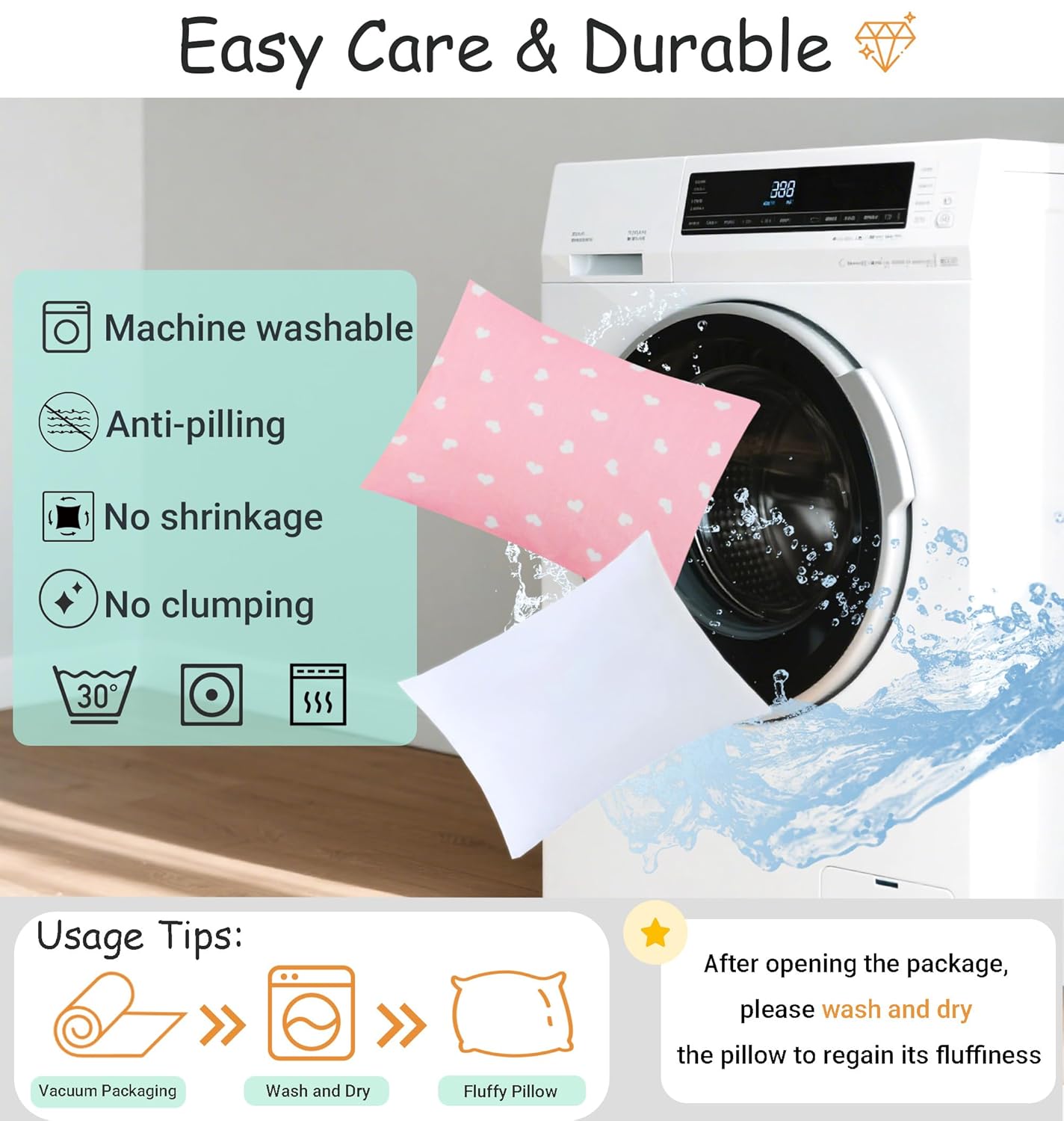 ZPECC Toddler Pillow with Pillowcase - 13x18 Organic Cotton Hypoallergenic Kids Pillow, Baby Essentials for Travel Crib Daycare Stroller (Intended for Age 2 and up) Love - Image 4