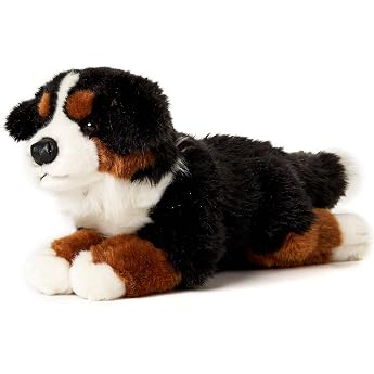 Uni-Toys - Bernese Mountain Dog Lying Down - 38 cm Length - Plush Dog Pet - Plush Toy Cuddly Toy