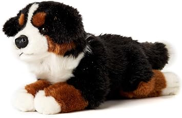 Uni-Toys - Bernese Mountain Dog, Lying Down - 38 cm Length - Plush Dog, Pet - Plush Toy, Cuddly Toy, Black/Brown/White