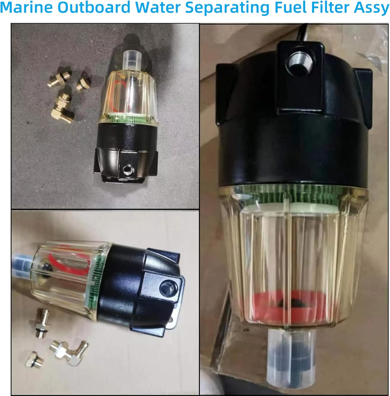 Marine Outboard Engine Water Separator Oil Filter Assy, 90794-46906 90798-1M674 90794-46905, Fuel Water Separator Filter Kit with Plastic Filter Element Replacement for Car yamaha Motorcycle Boat