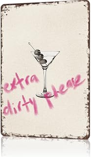 Vintage 70'S Cocktail Metal Sign, Trendy Bar Cart Tin Signs, Minimalist Martini Alcohol Aesthetic Posters For Bar Dining Room Kitchen 8x12 Inch