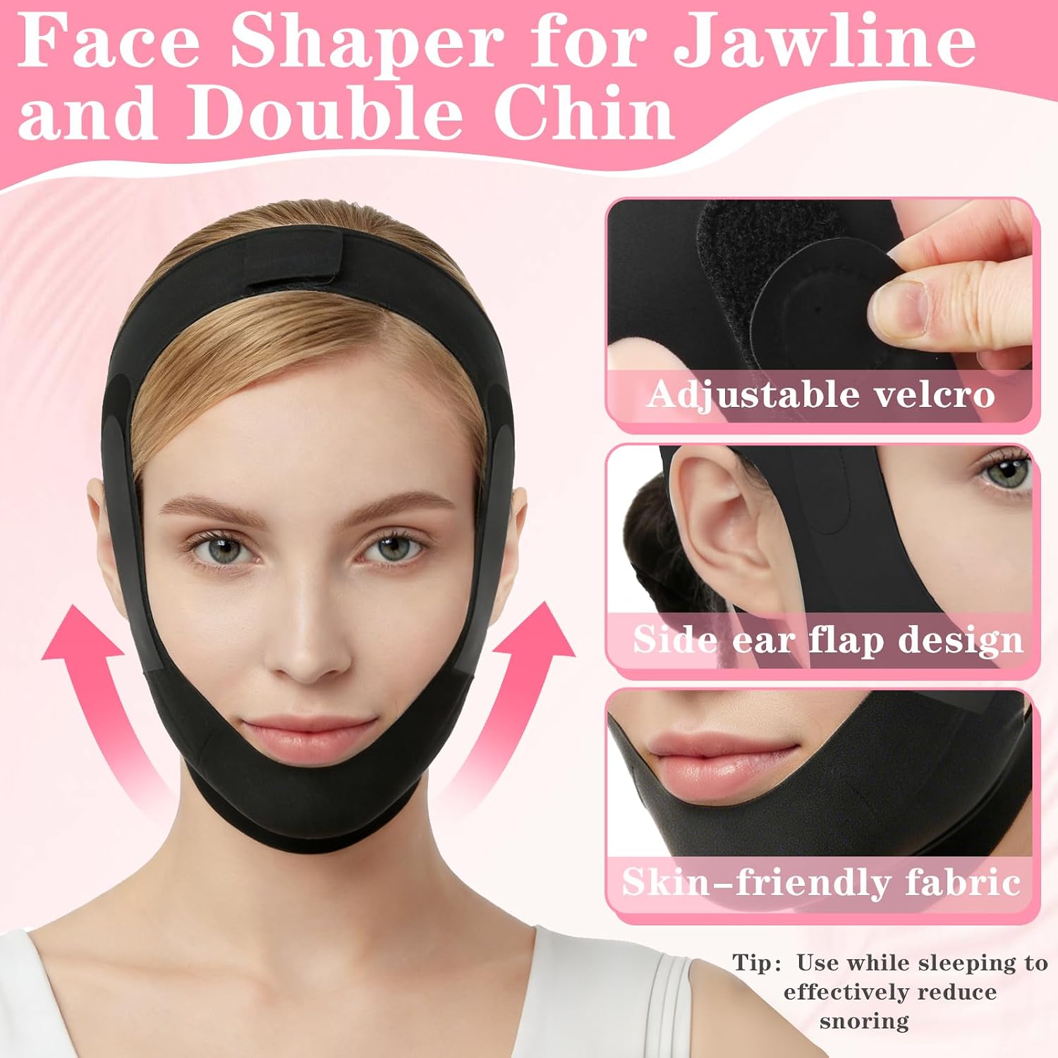 2 PCS Face Exerciser & Facial Lifting Belt, V Line Face Lifting Mask, Double Chin Reducer, Jawline Shaper for Women and Men, Adjustable Chin Strap for Sleeping, Reusable Jawline Trainer