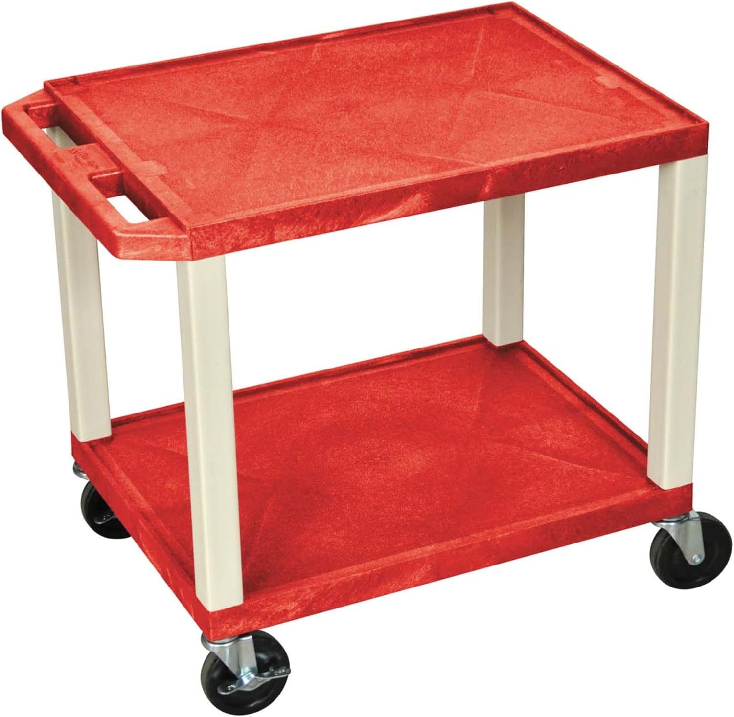 Offex 26 H Mobile Audio/Video Utility Presentation Cart with 2 Shelves with Putty Legs, Red