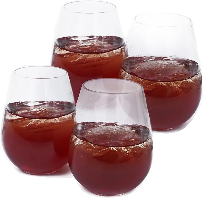 EcoQuality 6 oz Mini Stemless Clear Plastic Wine Glass