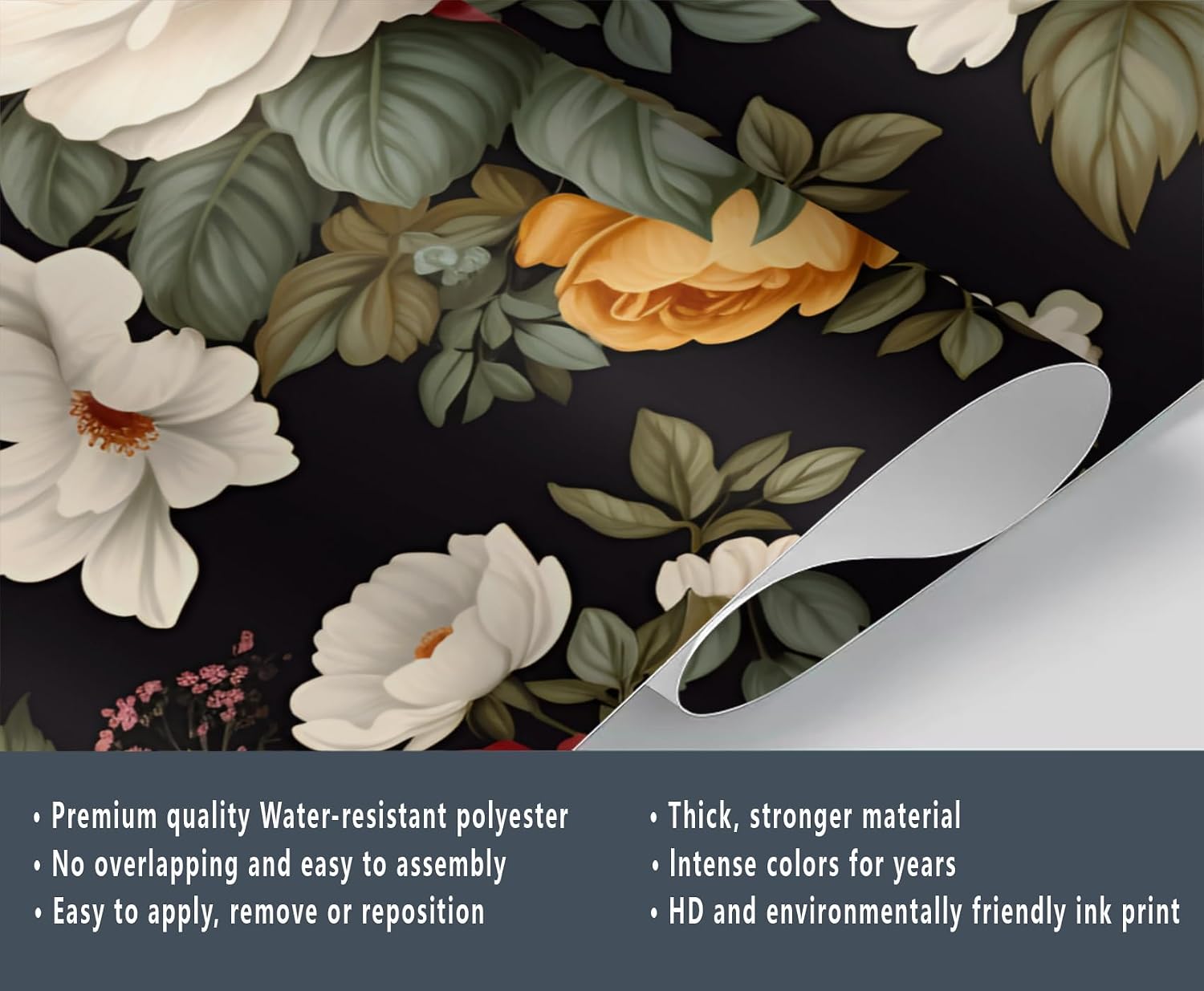 White Peony Wallpaper Large Flowers and Leaves Wall Mural for Living Room Green Plant Leaves Photo Wall Murals for Bedroom Living Room TV Background