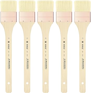 XDT#2805-50 Hake Brush 5Pc Set-Flat Watercolor Brush with Goat Hair Ideal for Painting and Broad Strokes