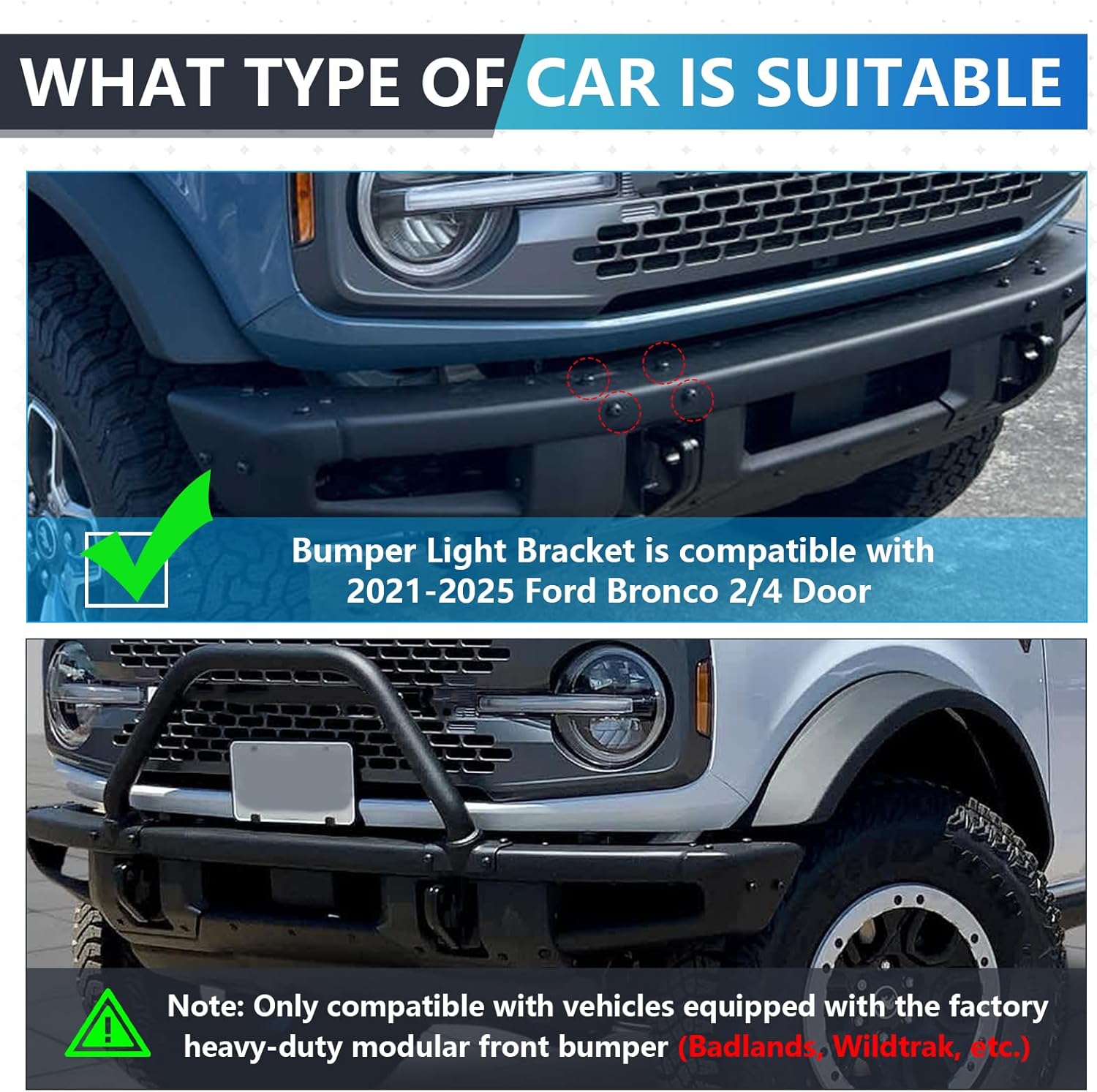 Front Bumper Ditch Light Bracket Carbon Steel Pod Light Bar Holder Compatible with 2021-2024 Ford Bronco 2/4 Door Bronco Exterior Accessories - 2PCS