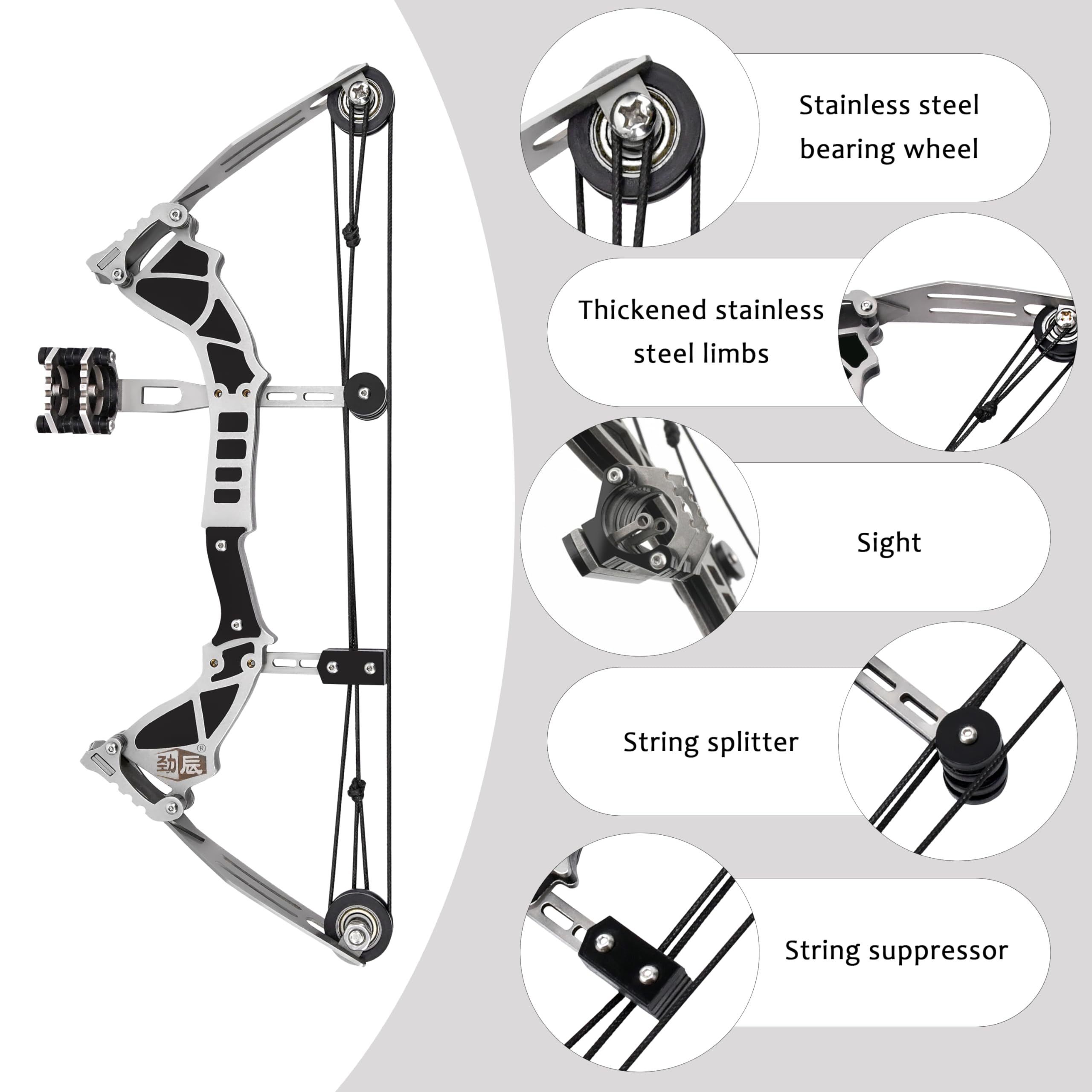 Mini Archery Bow Set Mini Compound Bow Mini Hunting Bow Metal Material Archery RH/LH for Hunting Shooting Practice Archery Fun Games (Style 6)