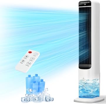 Windowless Portable Air Conditioner, 41 Inch Cooling Fans that Blow Cold Air, 3-in-1 Tower Fan with Remote, 3 Speeds, 120 Oscillation Swamp Cooler, 12H Timer Evaporative Cooler for Bedroom Indoor Use
