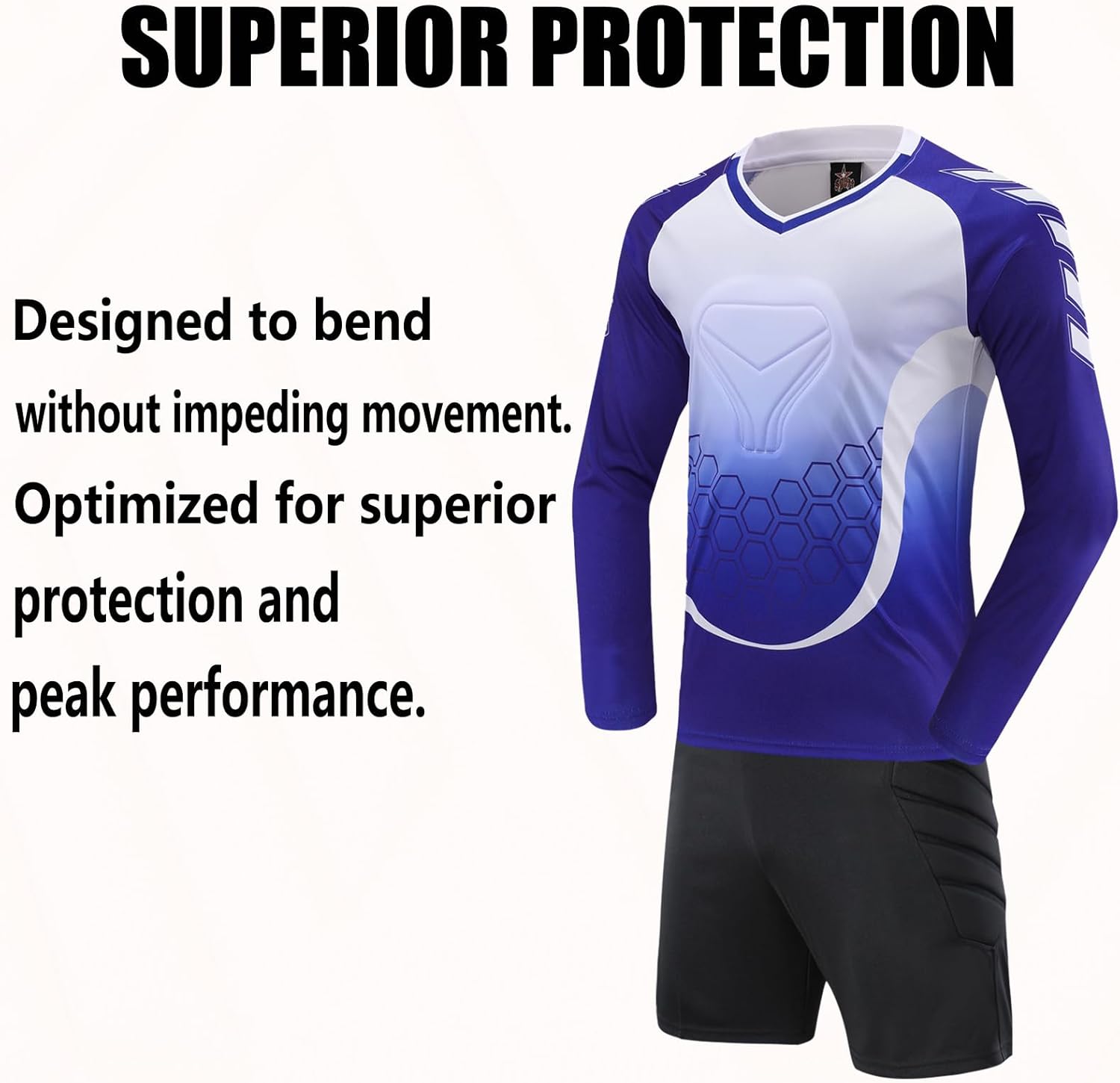 Kids Soccer Goalie Jersey and Shorts,Youth/Boys Long Sleeve Shirt Soccer Goalkeeper Jersey - Image 5
