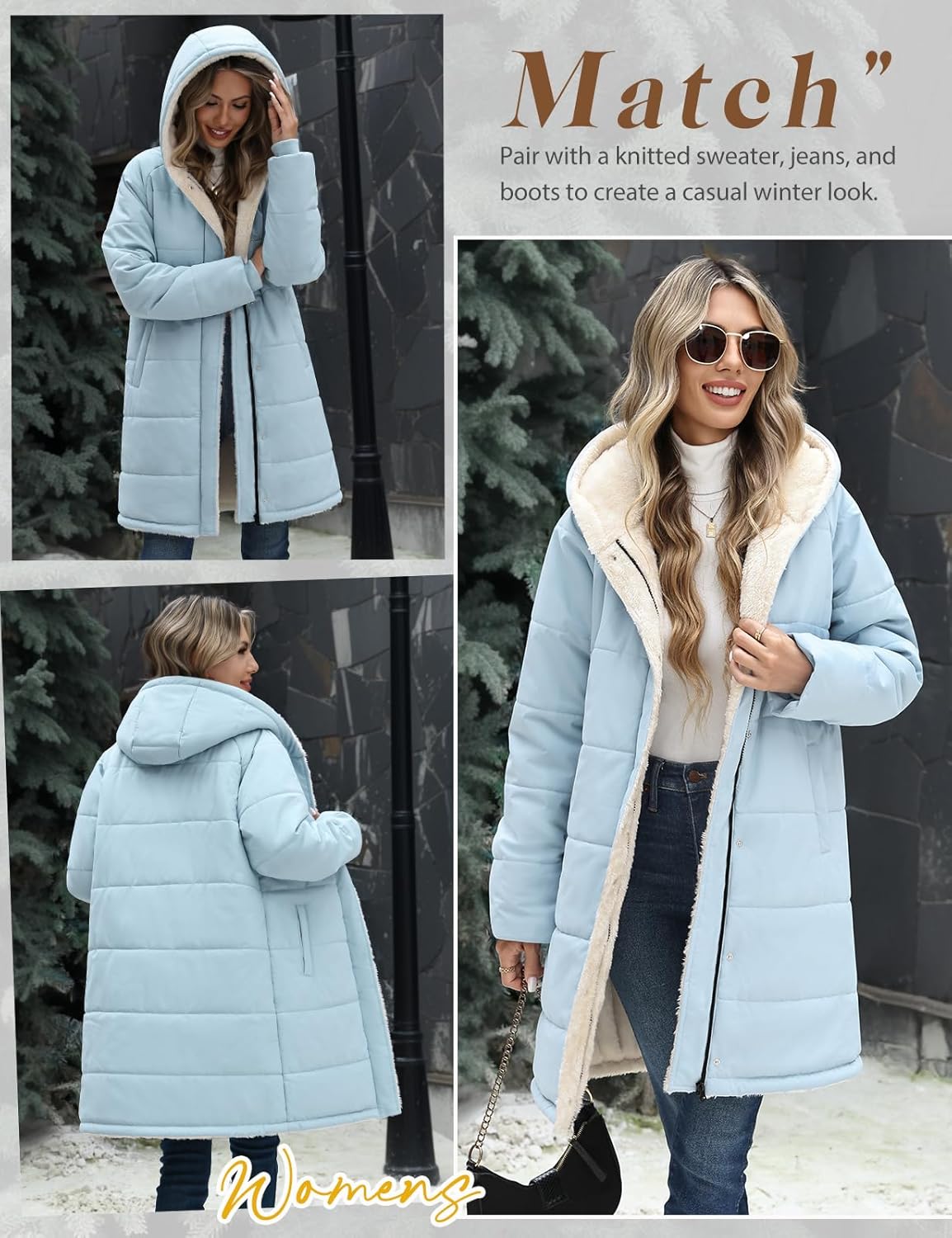 Women's Long Winter Puffer Jacket – Sherpa Fleece Lined Hooded Coat, Water-Repellent Windproof Warm Quilted Outerwear - Image 5