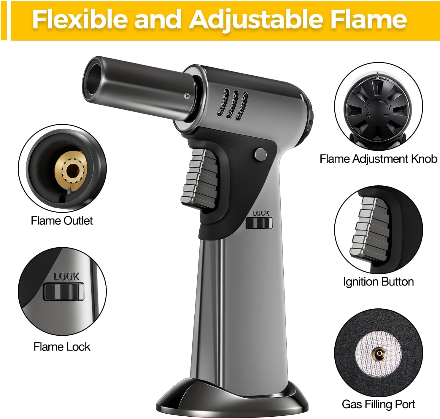 Butane Torch, Refillable Kitchen Cooking Torch Lighter