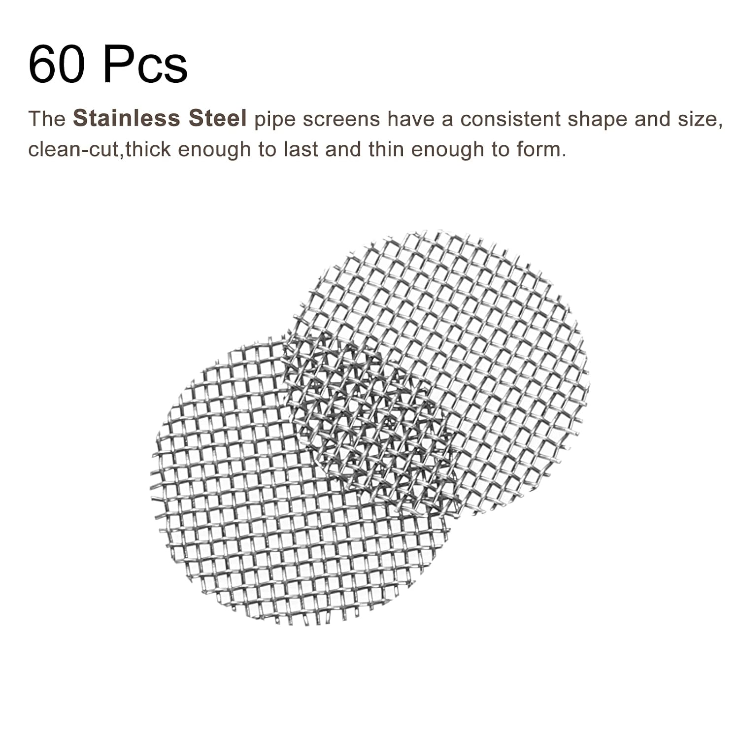 MECCANIXITY Pipe Screen Stainless Steel Screens, 3/8 Inch (9.5mm) Diameter for Pipe Filter, Pack of 60