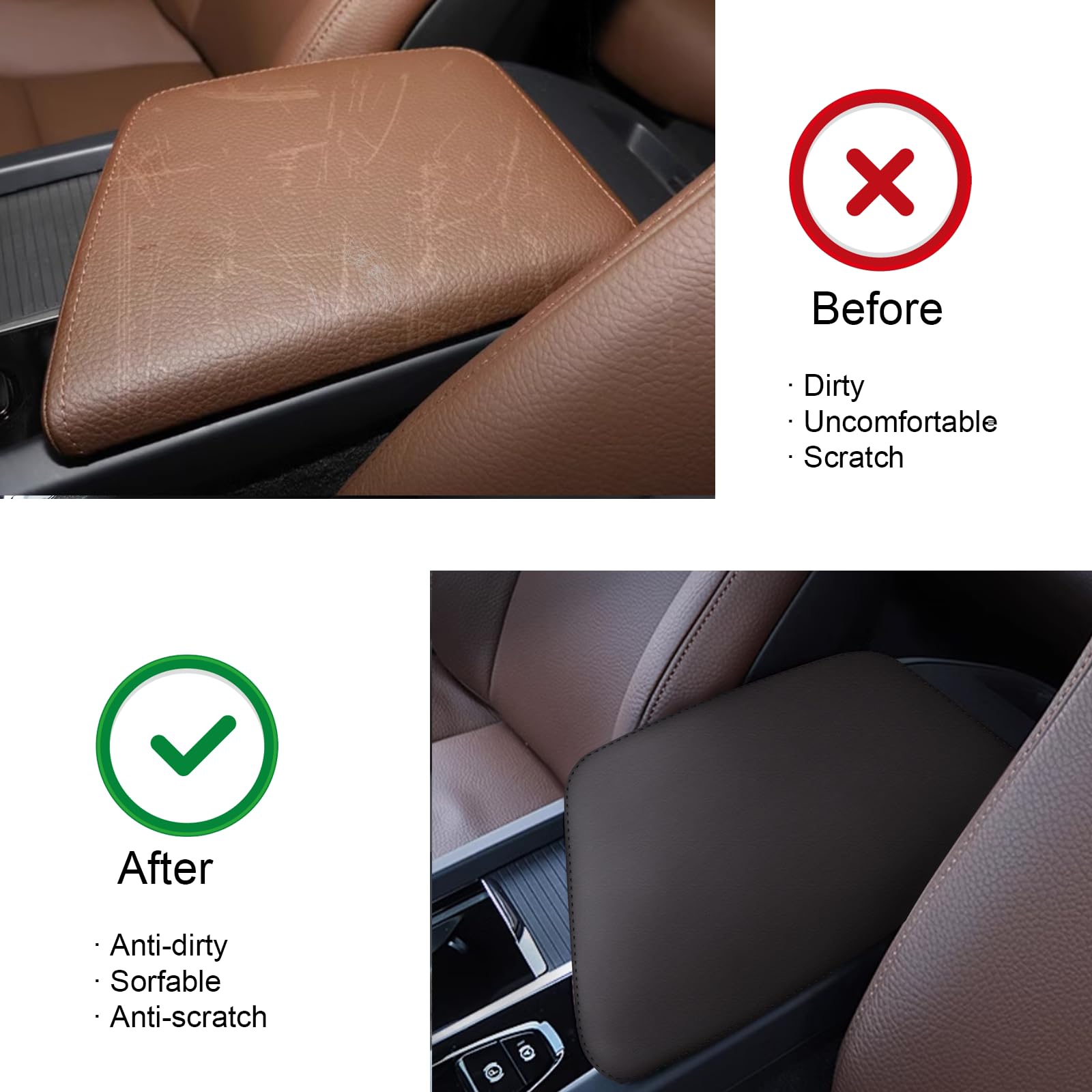 Armrest Cover For Volvo XC60 2018-2022 - Black Center Console Lid Protector Accessory