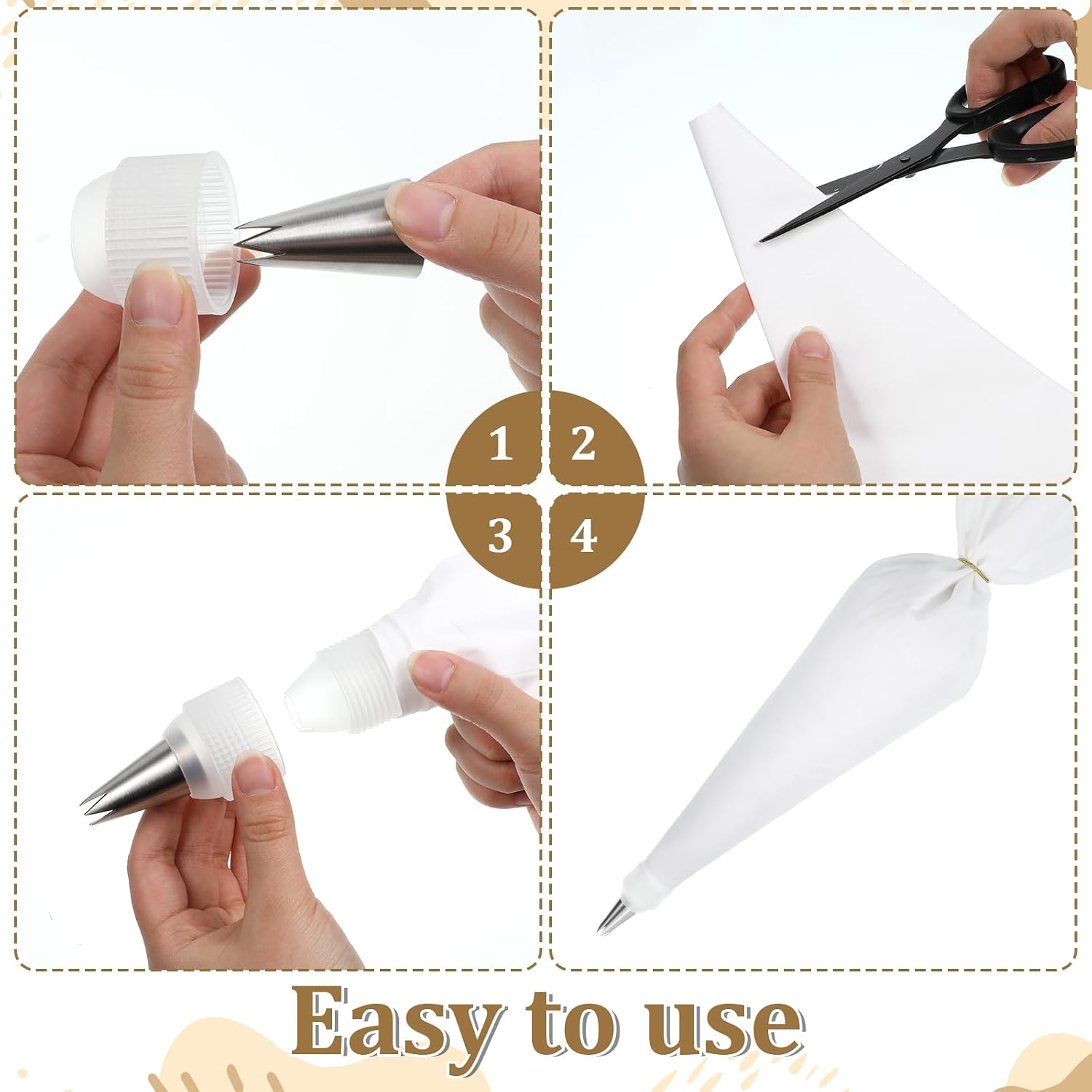 4 Pcs 24 inch Reusable Piping Bags and Tips Set 11Pcs Cotton Pastry Bags Kit Frosting Piping Kit, Durable Cotton Exterior for Cake Decorating, Cupcakes, Cookies, Home Bakers, Chefs