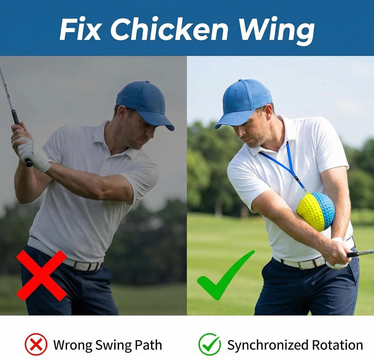 Golf Swing Training Aid Ball, Swing Corrector with Lanyard for Impact Precision & Consistent Swings, Ideal Golf Training Equipment for Men Women Juniors High-Density PU Foam